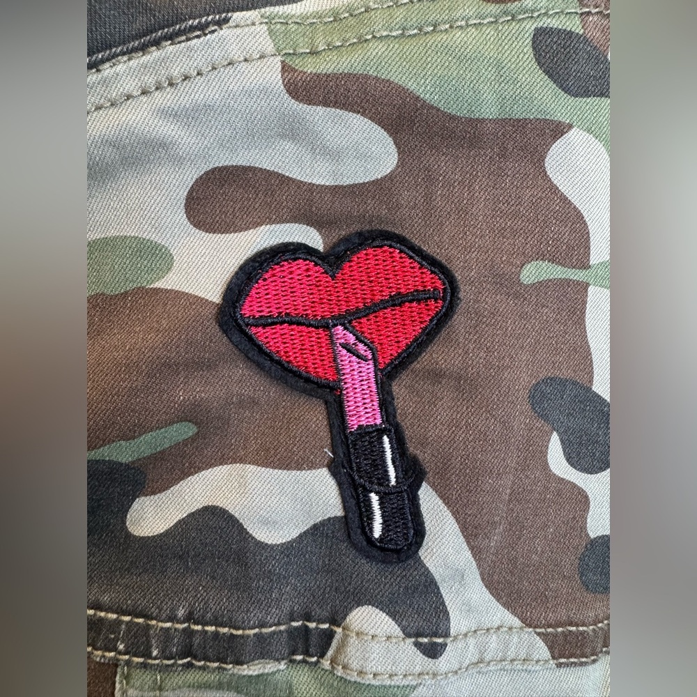G by Guess Utility Jacket Cropped Military Style with Patches #294 - Picture 6 of 6